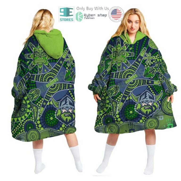 nrl canberra raiders sherpa tribal pattern hooded blanket 1 13809