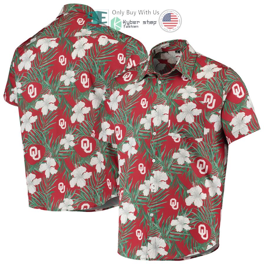 oklahoma sooners floral crimson hawaiian shirt 1 76844