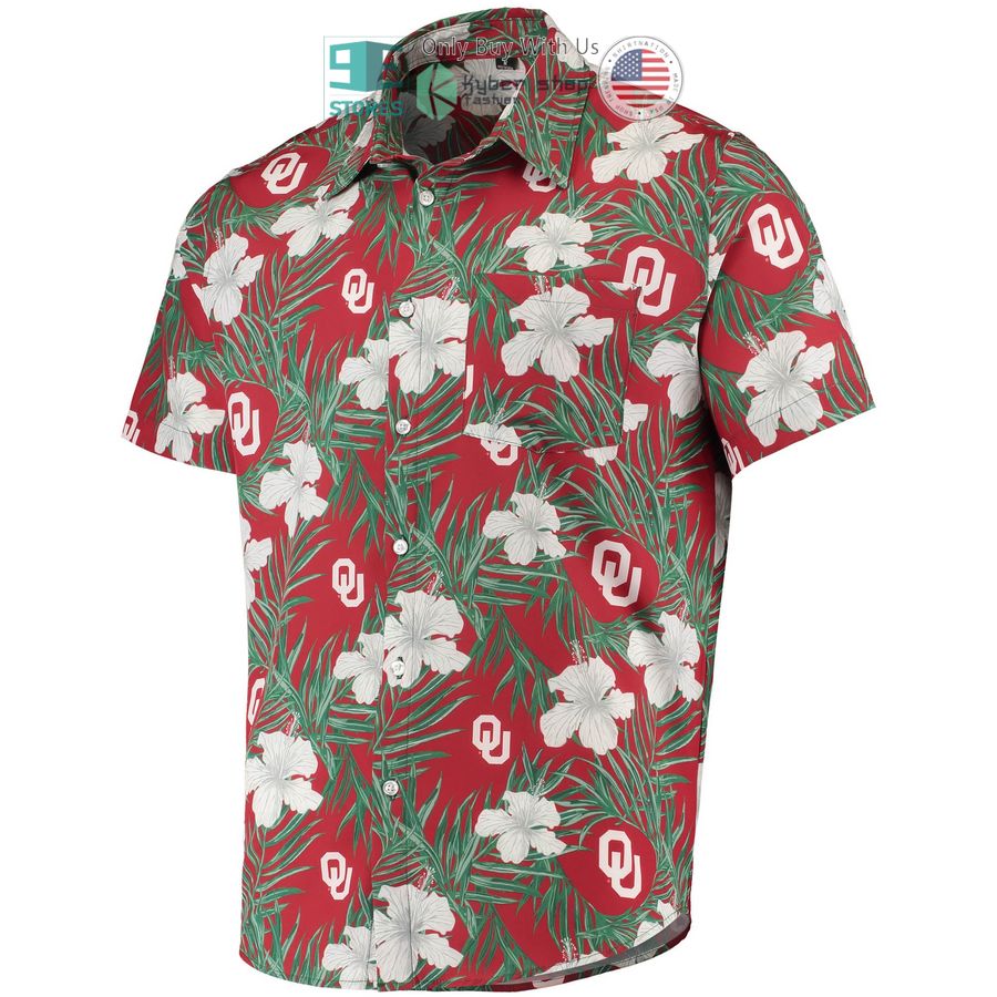 oklahoma sooners floral crimson hawaiian shirt 2 90594
