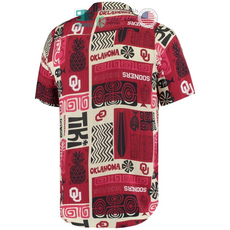 oklahoma sooners foco tiki t tan hawaiian shirt 3 7997