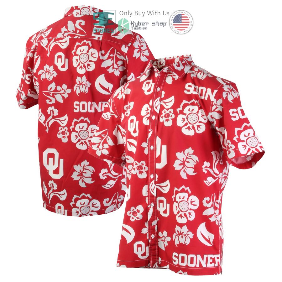 oklahoma sooners wes willy floral crimson hawaiian shirt 1 97406