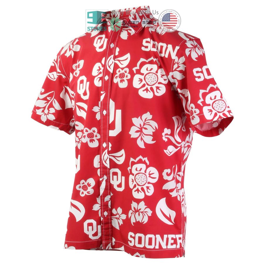 oklahoma sooners wes willy floral crimson hawaiian shirt 2 8354