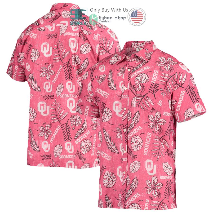 oklahoma sooners wes willy vintage floral crimson hawaiian shirt 1 7059