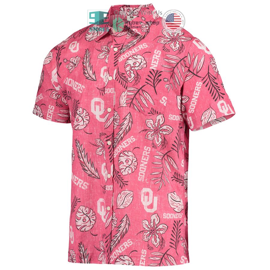 oklahoma sooners wes willy vintage floral crimson hawaiian shirt 2 10387