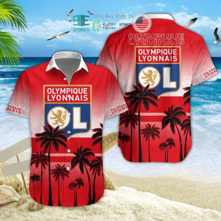 olympique lyonnais palm tree hawaiian shirt shorts 1 75608