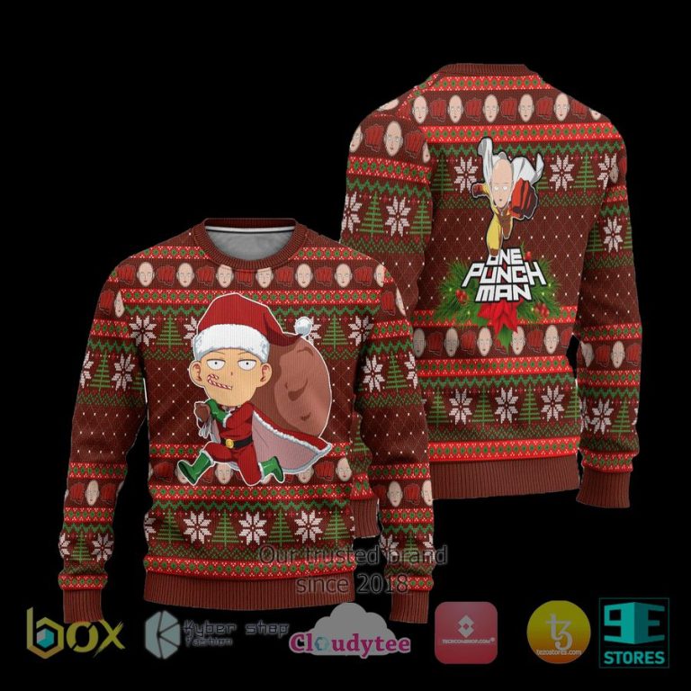 one punch man anime xmas ugly christmas sweater 3 93292