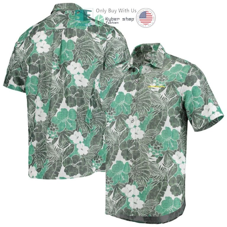 oregon ducks tommy bahama coconut point playa flora islandzone green hawaiian shirt 1 29249