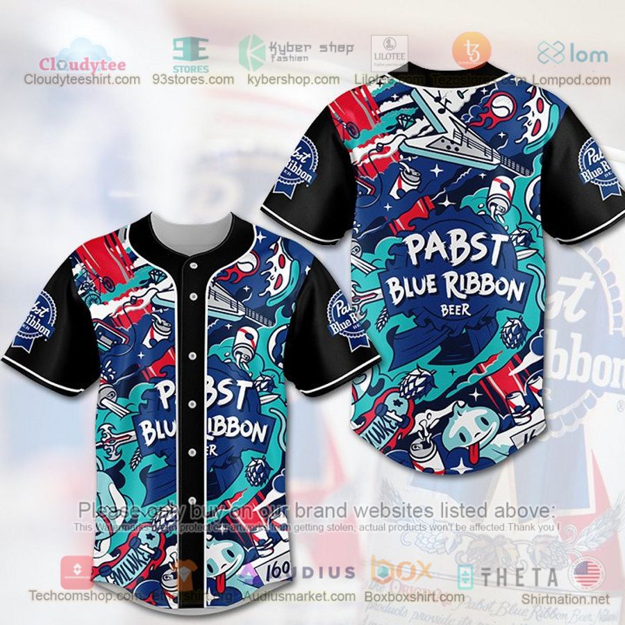 pabst blue ribbon beer graphic baseball jersey 1 11064
