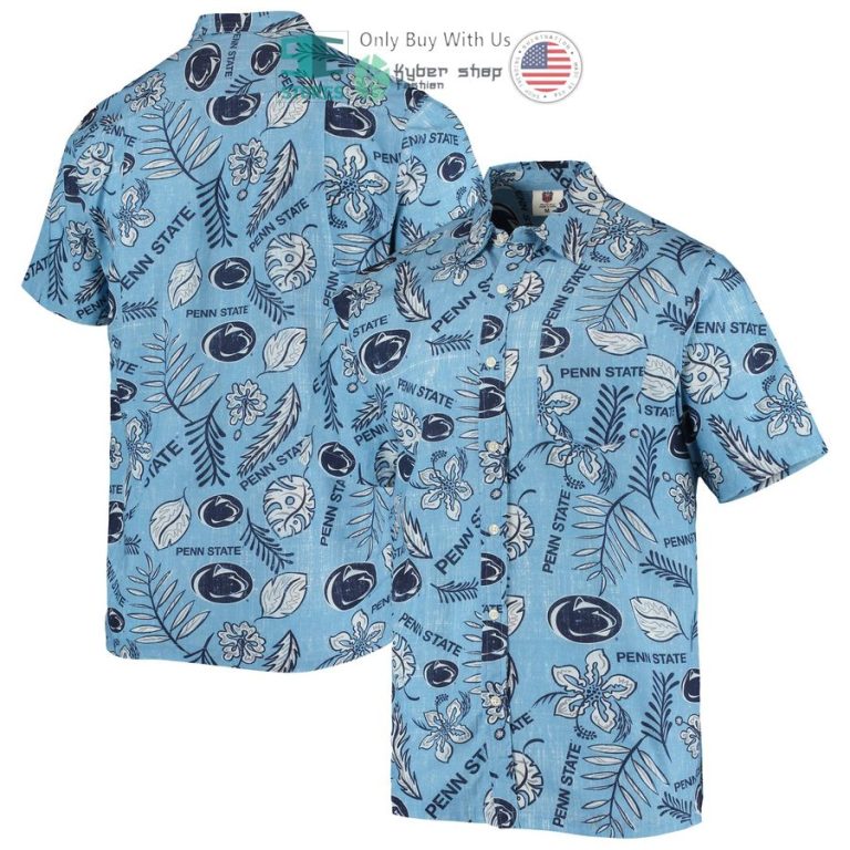 penn state nittany lions wes willy vintage floral light blue hawaiian shirt 1 94642