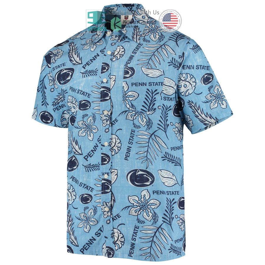 penn state nittany lions wes willy vintage floral light blue hawaiian shirt 2 89532