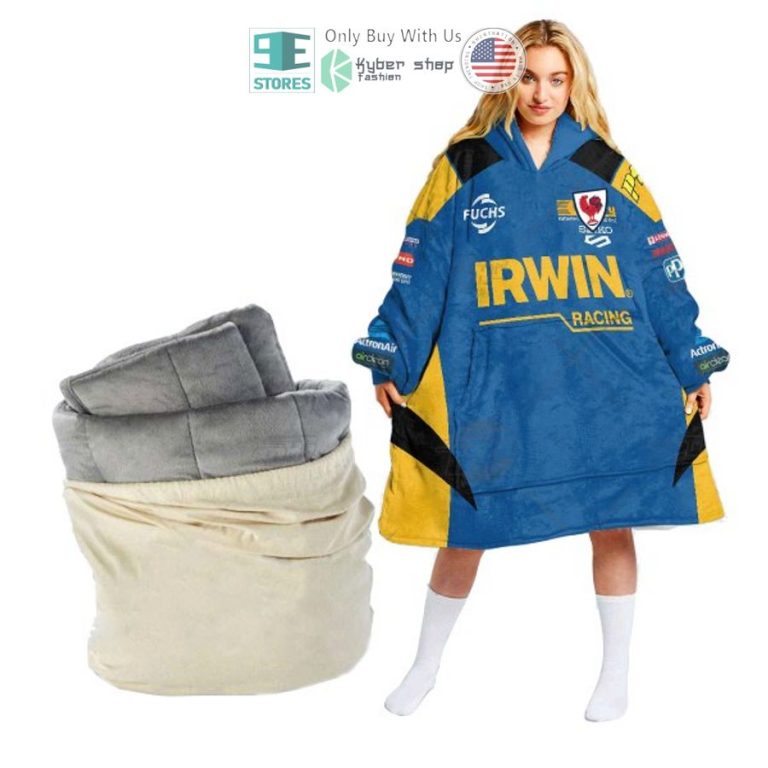 personalise v8 supercars irwin racing mark winterbottom sherpa hooded blanket 2 91536