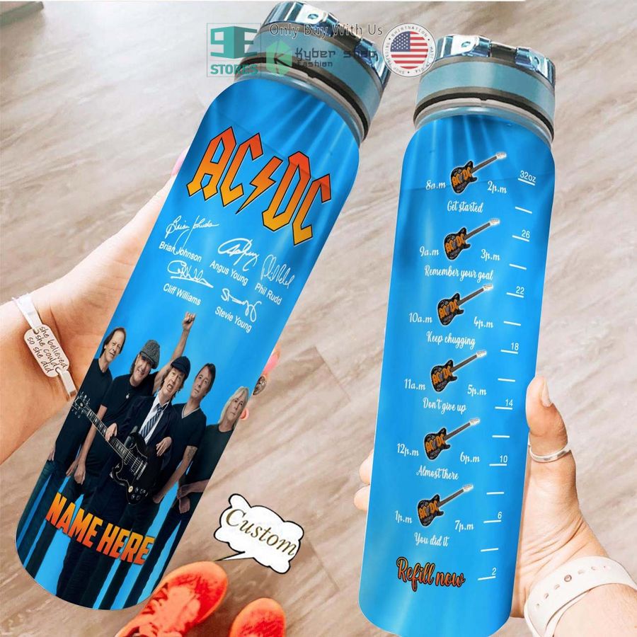 personalized ac dc band members signature blue water bottle 1 61863