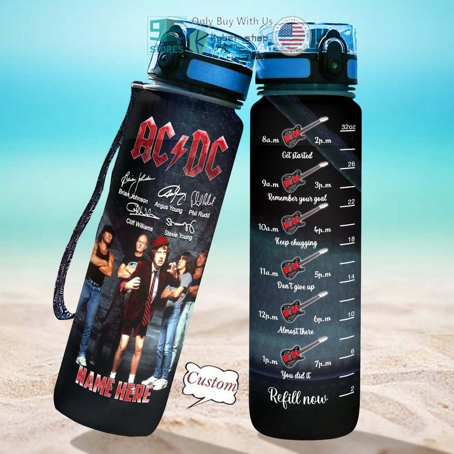 personalized ac dc band signature black water bottle 2 32131