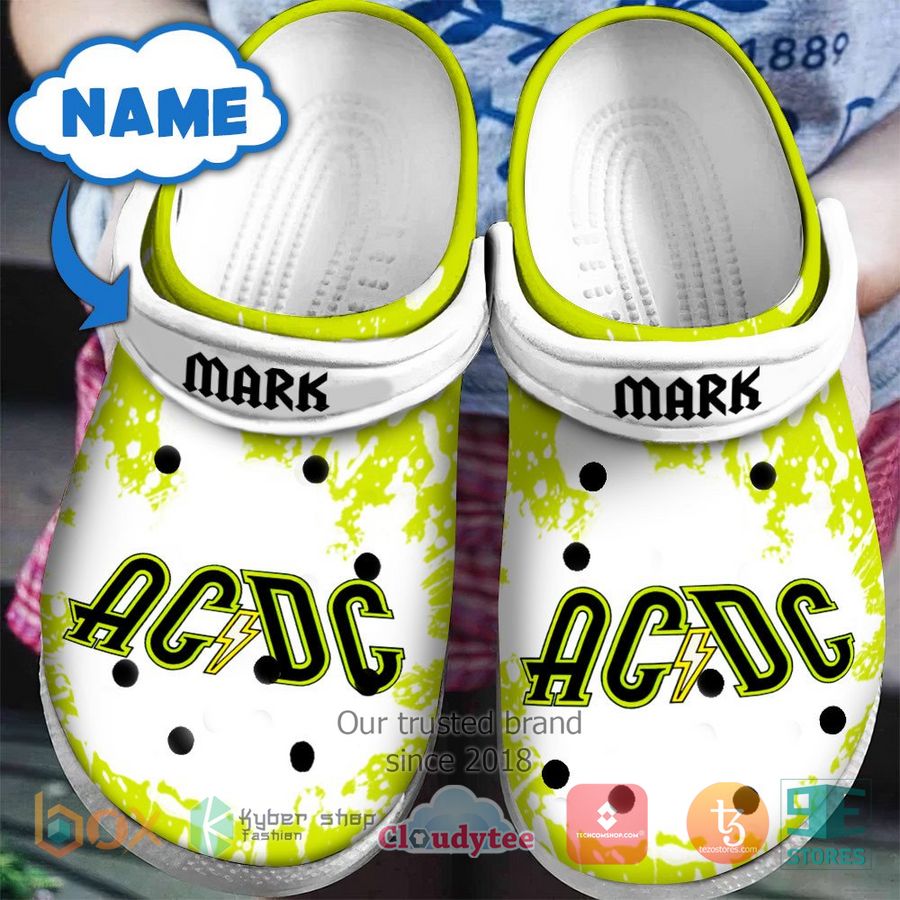 personalized ac dc band white green crocband clog 1 31016