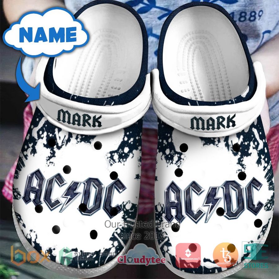 personalized ac dc band white logo crocband clog 1 86615