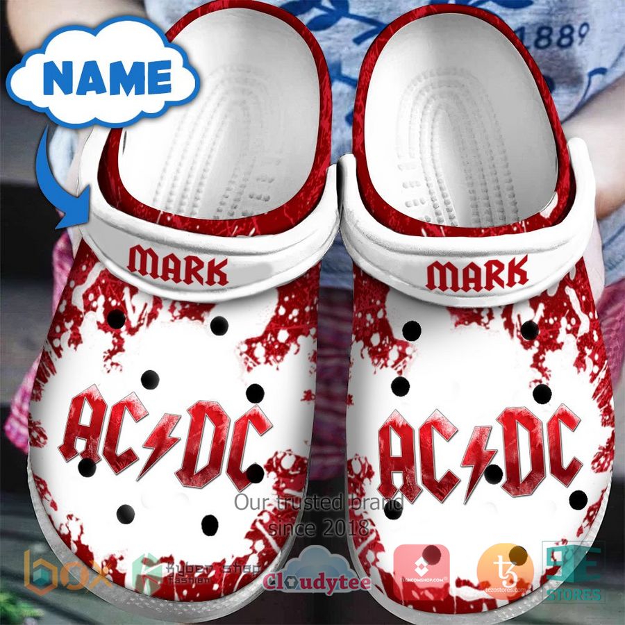 personalized ac dc band white red crocband clog 1 61090