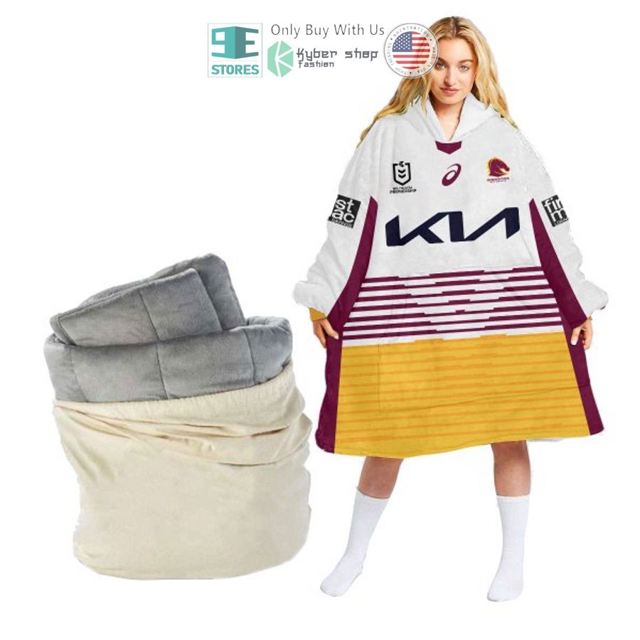 personalized brisbane broncos striped sherpa hooded blanket 2 10589