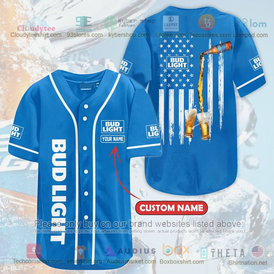 personalized bud light beer united states flag custom baseball jersey 1 67435
