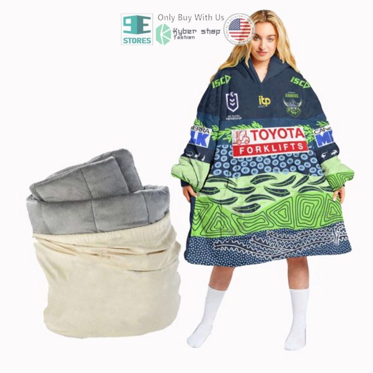 personalized canberra raiders tribal sherpa hooded blanket 1 72508