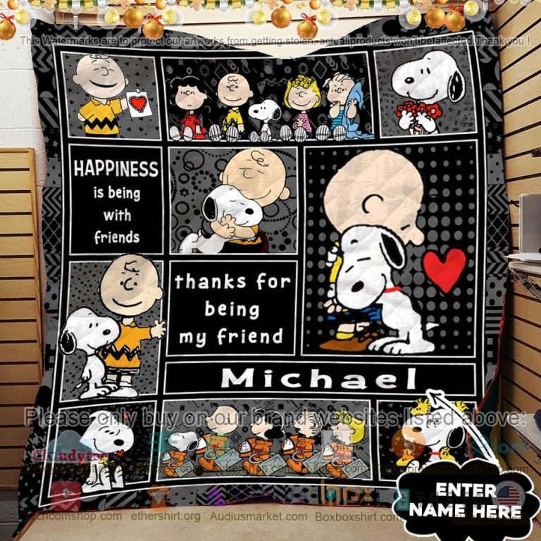 personalized charlie brown and snoopy quilt 3 35432