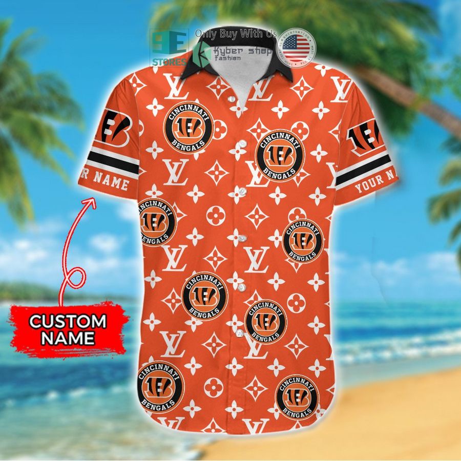 personalized cincinnati bengals louis vuitton pattern hawaiian shirt 2 33293