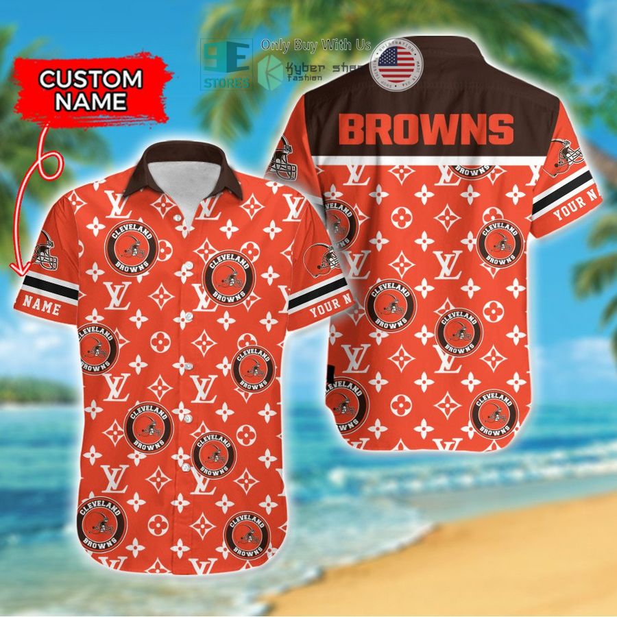 personalized cleveland browns louis vuitton pattern hawaiian shirt 1 58049
