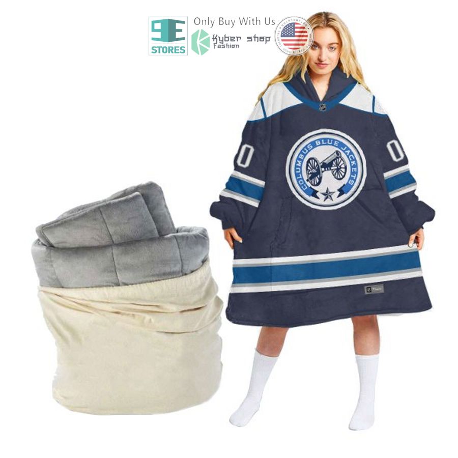 personalized columbus blue jackets sherpa hooded blanket 1 89498