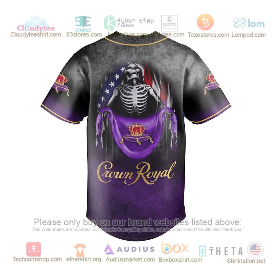 personalized crown royal skeleton united states flag custom baseball jersey 3 50986