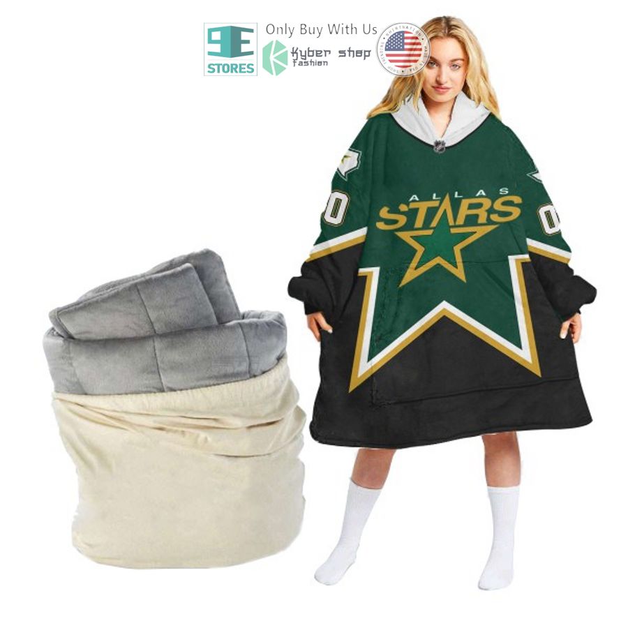 personalized dallas stars logo sherpa hooded blanket 1 30214