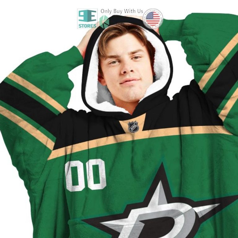 personalized dallas stars sherpa striped green hooded blanket 3 71993