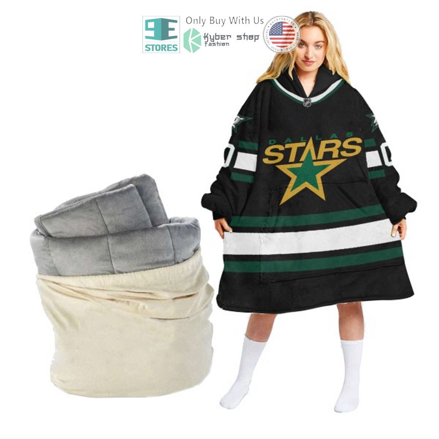 personalized dallas stars striped sherpa hooded blanket 2 34239