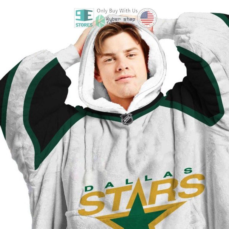 personalized dallas stars striped white sherpa hooded blanket 3 29673