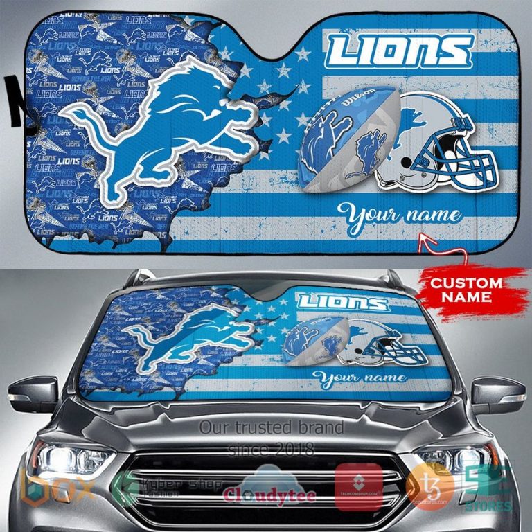 personalized detroit lions custom name car sunshades 1 40983