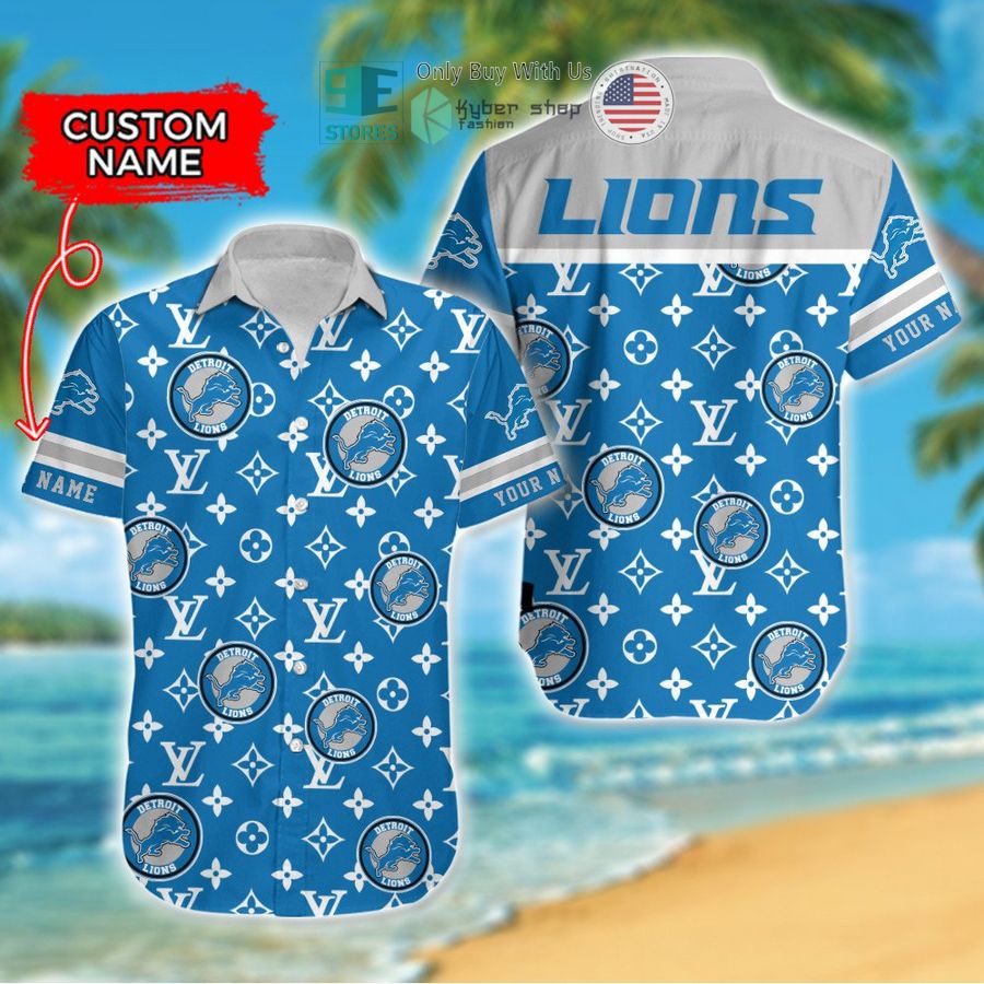 personalized detroit lions louis vuitton pattern hawaiian shirt 1 71136