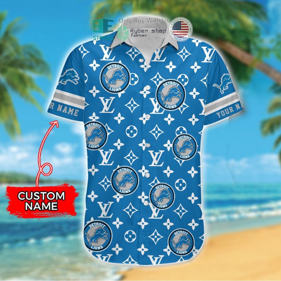 personalized detroit lions louis vuitton pattern hawaiian shirt 2 48179