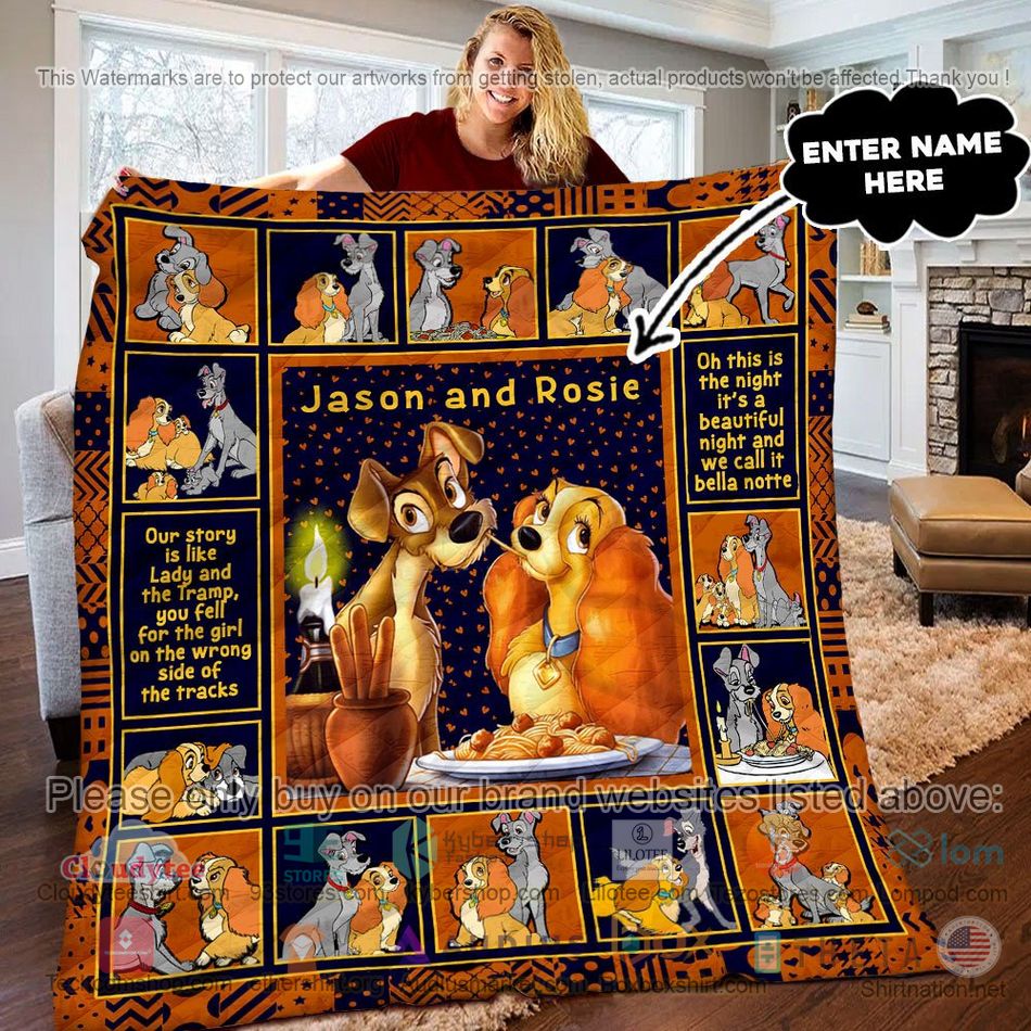 personalized disney lady and the tramp quilt 1 81902