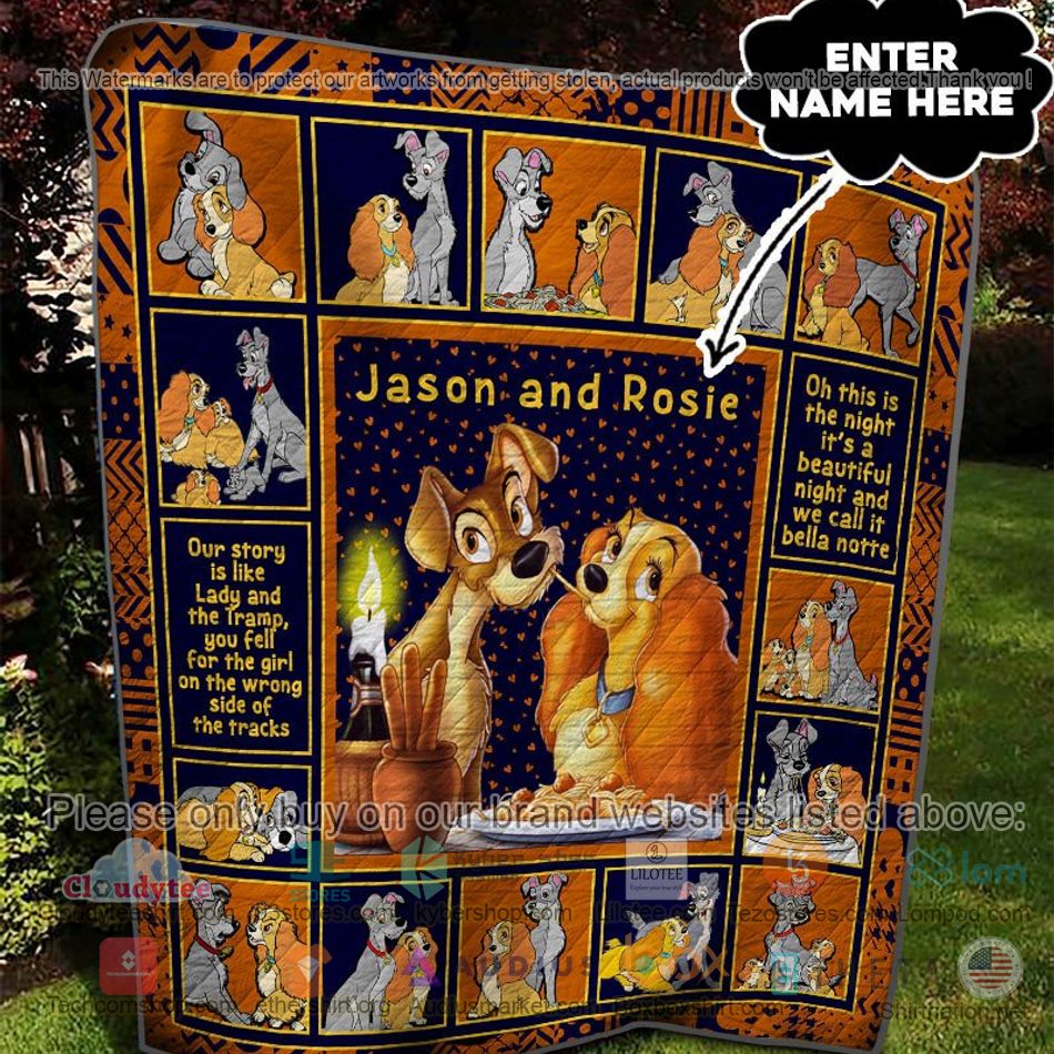 personalized disney lady and the tramp quilt 2 82536