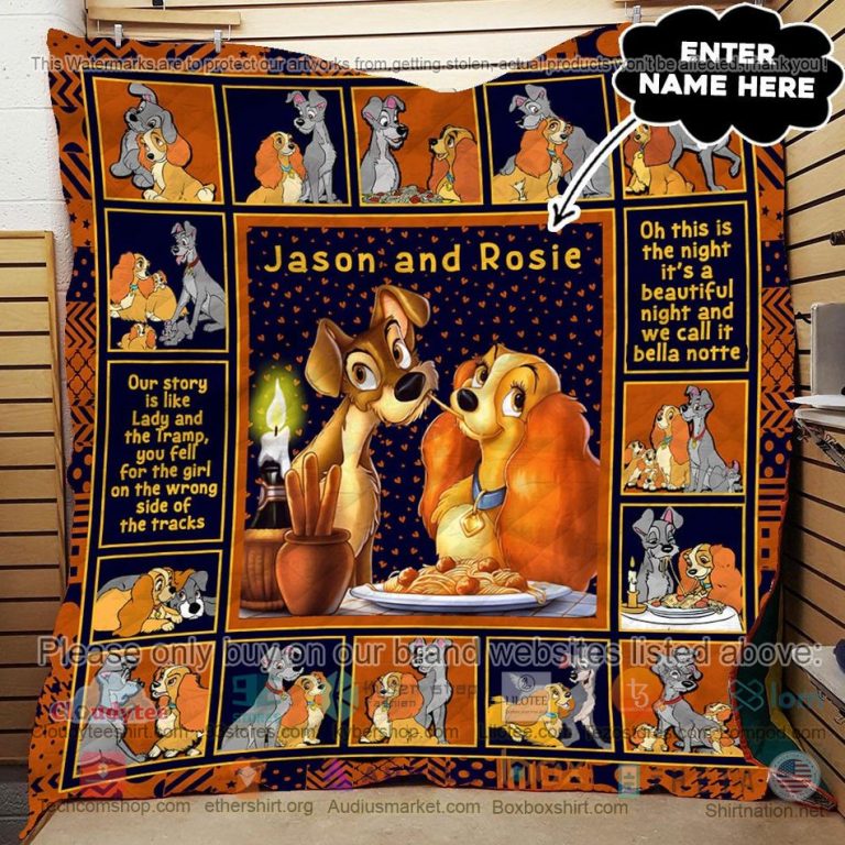 personalized disney lady and the tramp quilt 3 32324