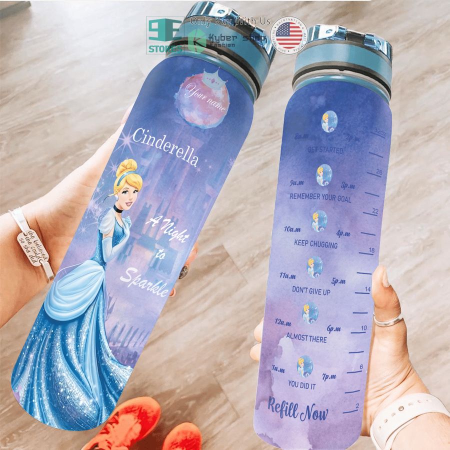 personalized disney princess cinderella a night to sparkle water bottle 1 13985