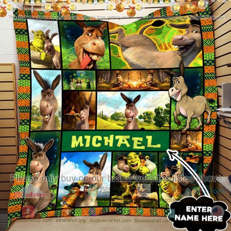 personalized donkey sherk quilt 3 27220