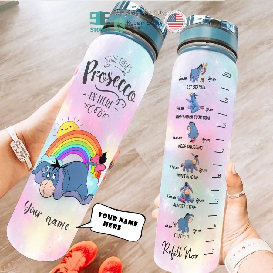 personalized eeyore rainbow theres prosecco in here water bottle 1 68136