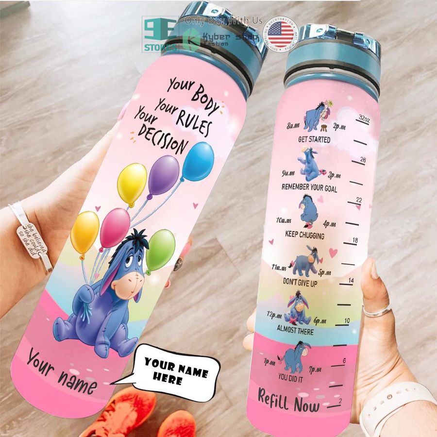 personalized eeyore your body your rules your decision water bottle 1 83366
