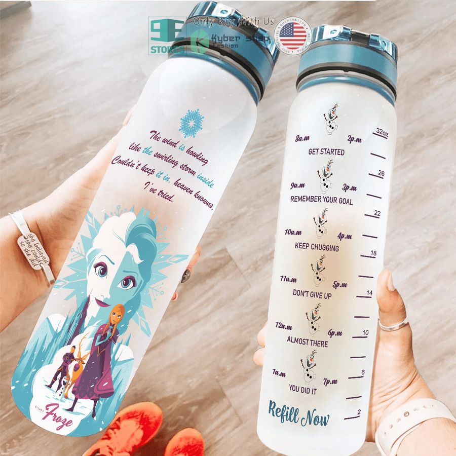 personalized elsa anna the wind is blowing water bottle 1 79358