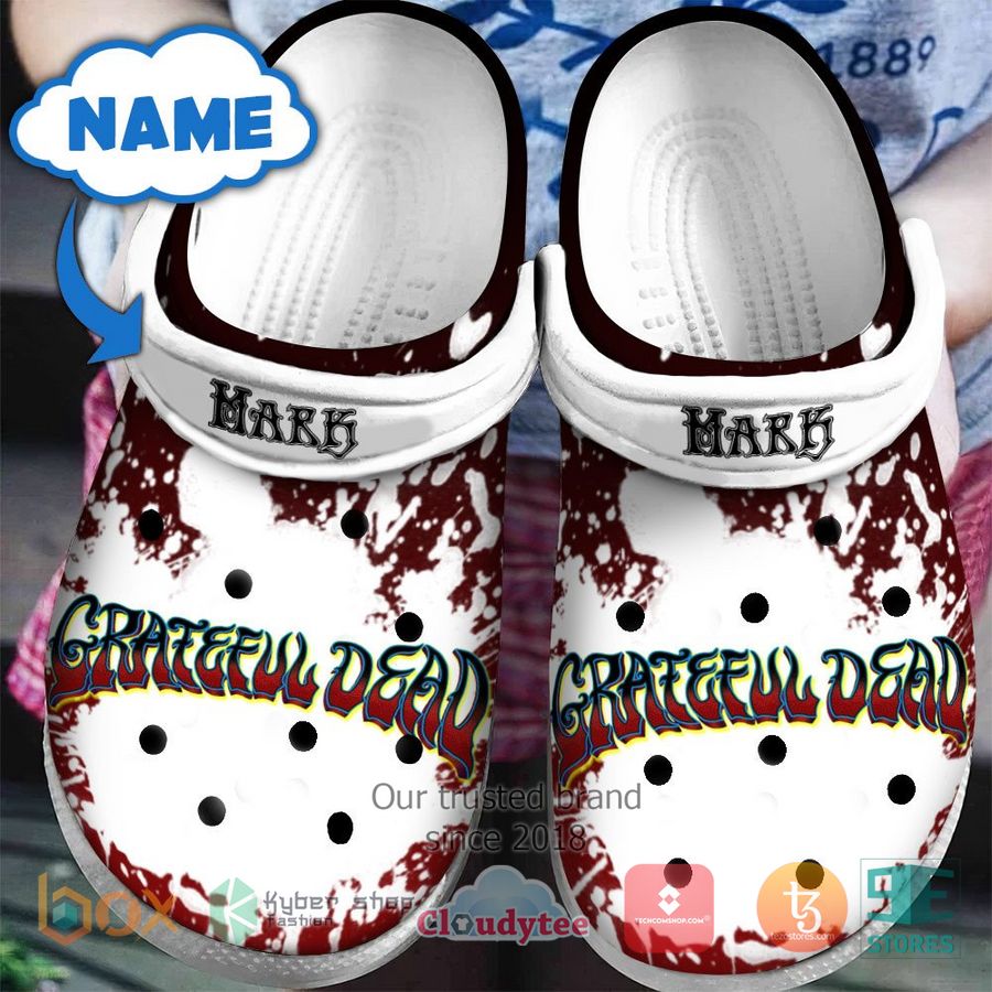 personalized grateful dead band white brown crocband clog 1 12309