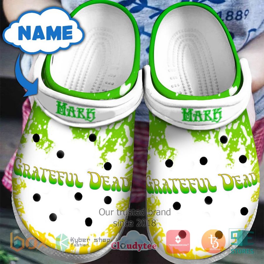 personalized grateful dead white green crocband clog 1 61957