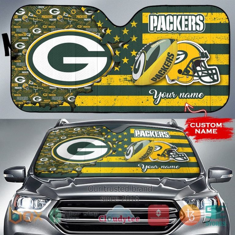 personalized green bay packers custom name car sunshades 1 1337