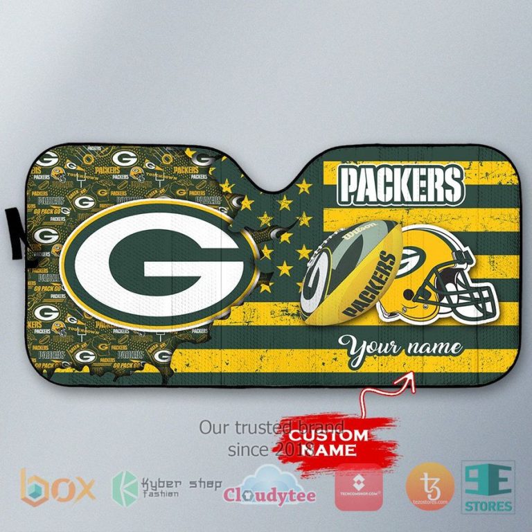 personalized green bay packers custom name car sunshades 3 965