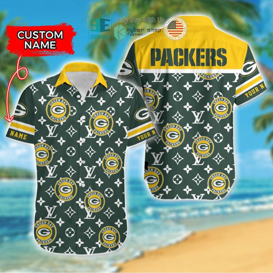 personalized green bay packers louis vuitton pattern hawaiian shirt 1 31238