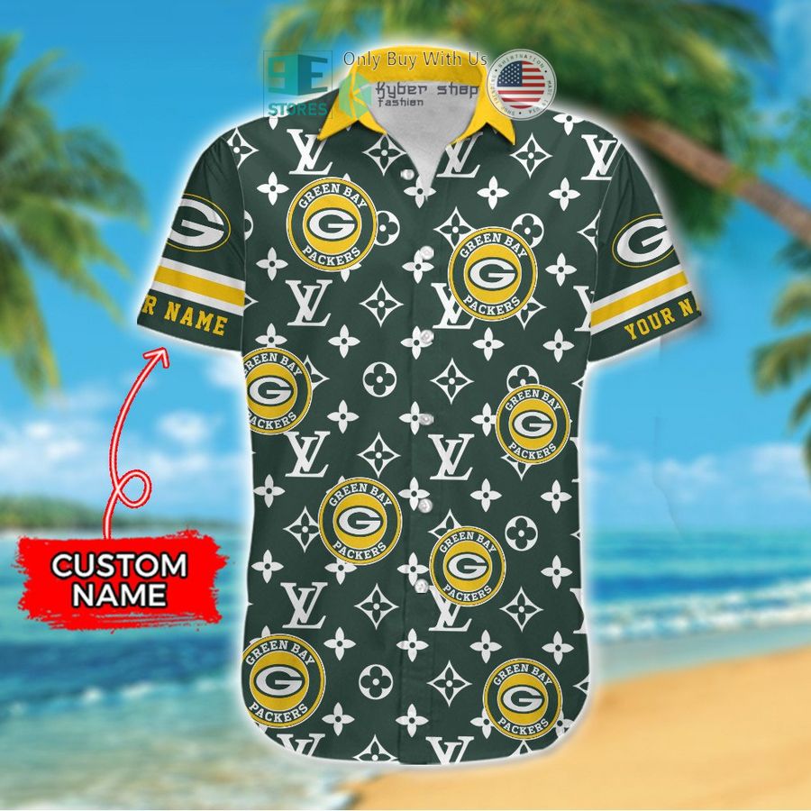 personalized green bay packers louis vuitton pattern hawaiian shirt 2 44748