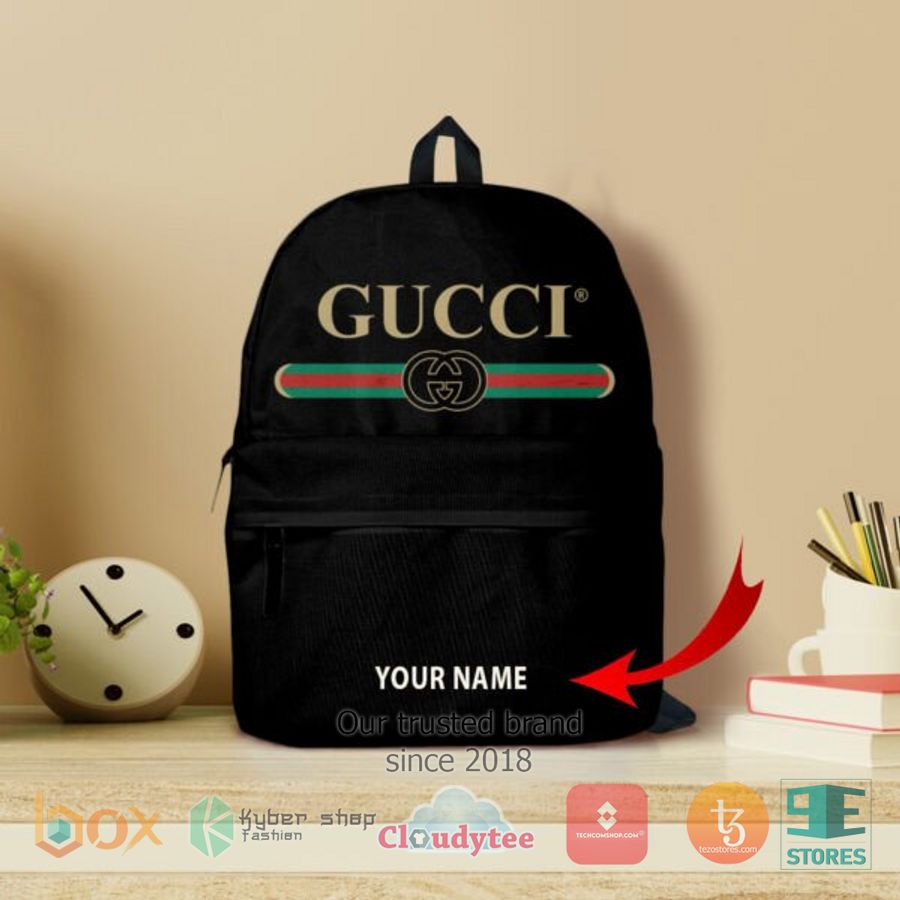 personalized gucci logo black custom backpack 1 66329
